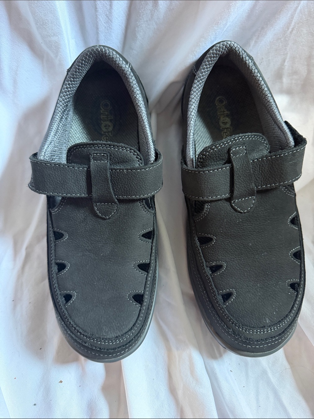 Orthofeet Serene 891 Black Nubuck Leather T-Strap Comfort Shoes 7.5
